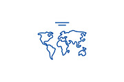 World map line icon concept. World