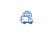 Worldwide delivery line icon concept