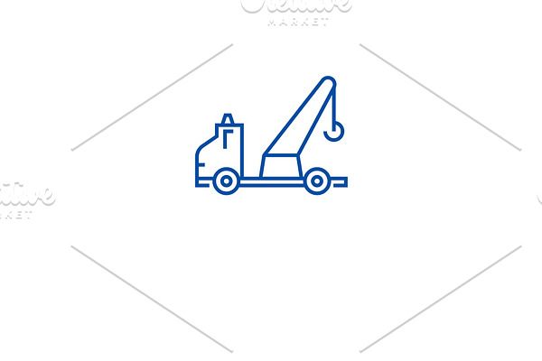Wrecker truck line icon concept