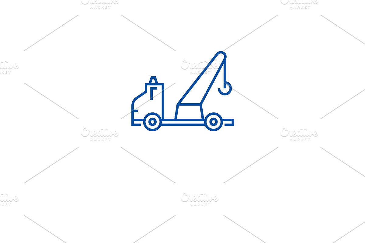 Wrecker truck line icon concept in Illustrations - product preview 8
