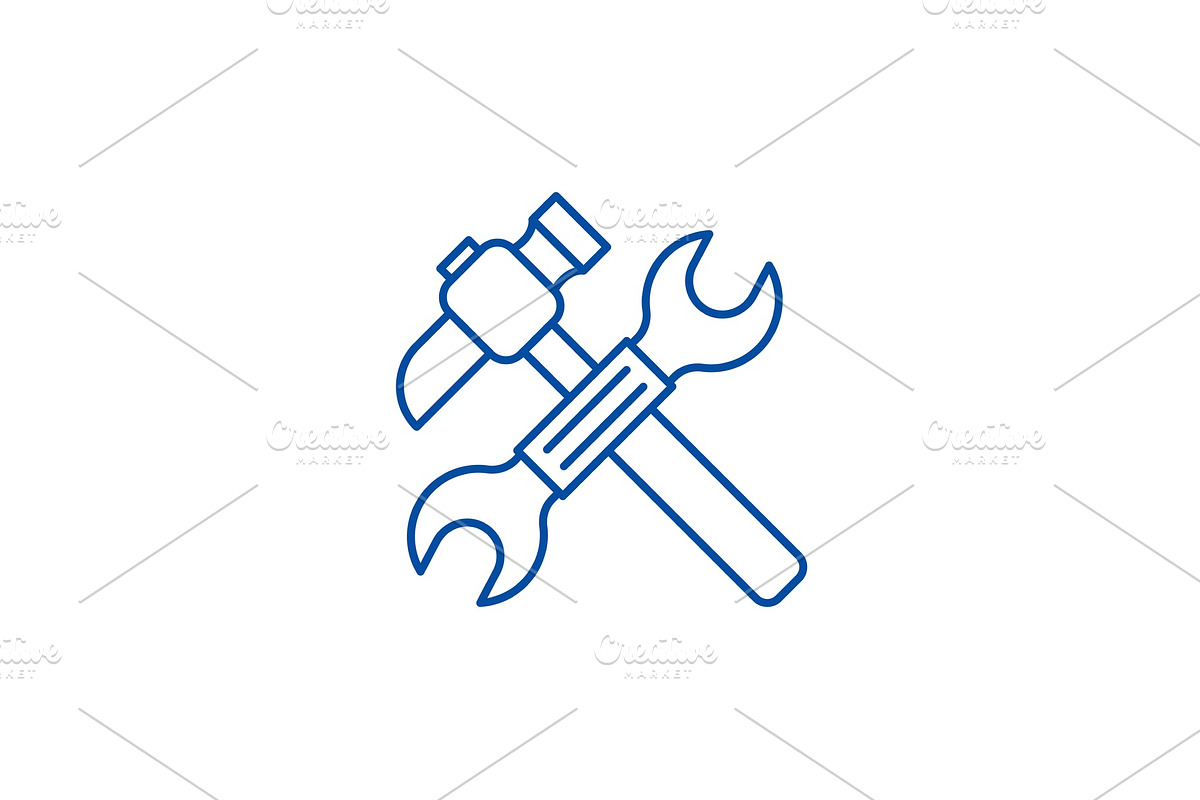 Wrench and hammer line icon concept in Illustrations - product preview 8