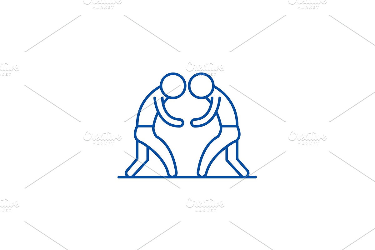 Wrestling line icon concept in Illustrations - product preview 8