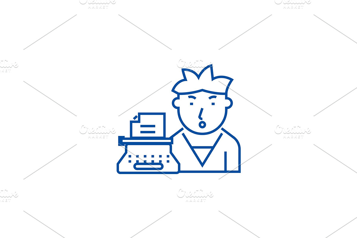 Writer line icon concept. Writer in Illustrations - product preview 8
