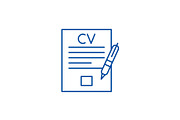 Writing a resume line icon concept