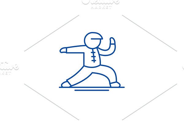 Wushu line icon concept. Wushu flat