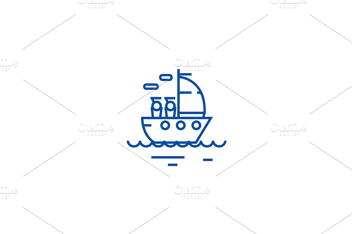 Yacht sailing line icon concept in Illustrations - product preview 8