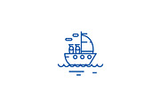 Yacht sailing line icon concept