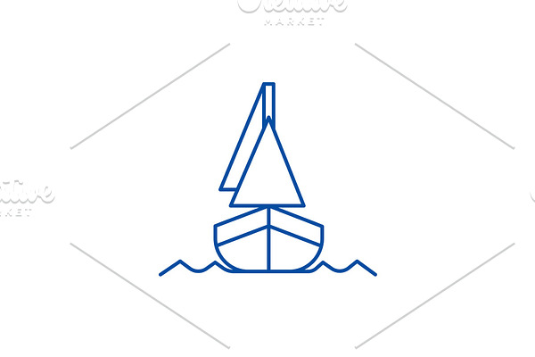 Yacht, front veiw line icon concept
