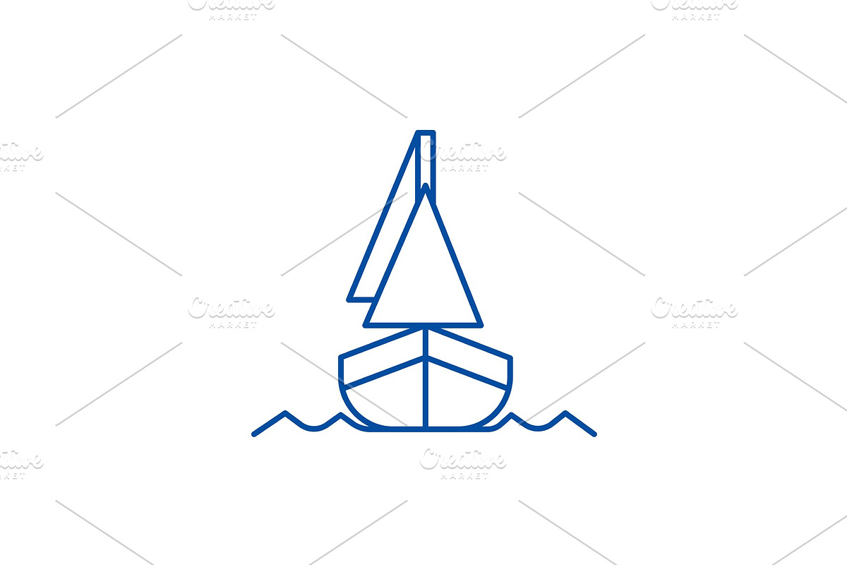Yacht, front veiw line icon concept in Illustrations - product preview 8