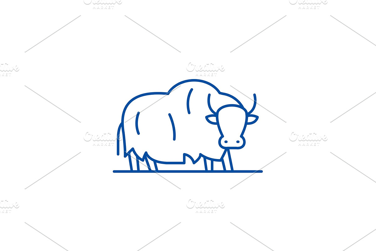 Yak line icon concept. Yak flat in Illustrations - product preview 8