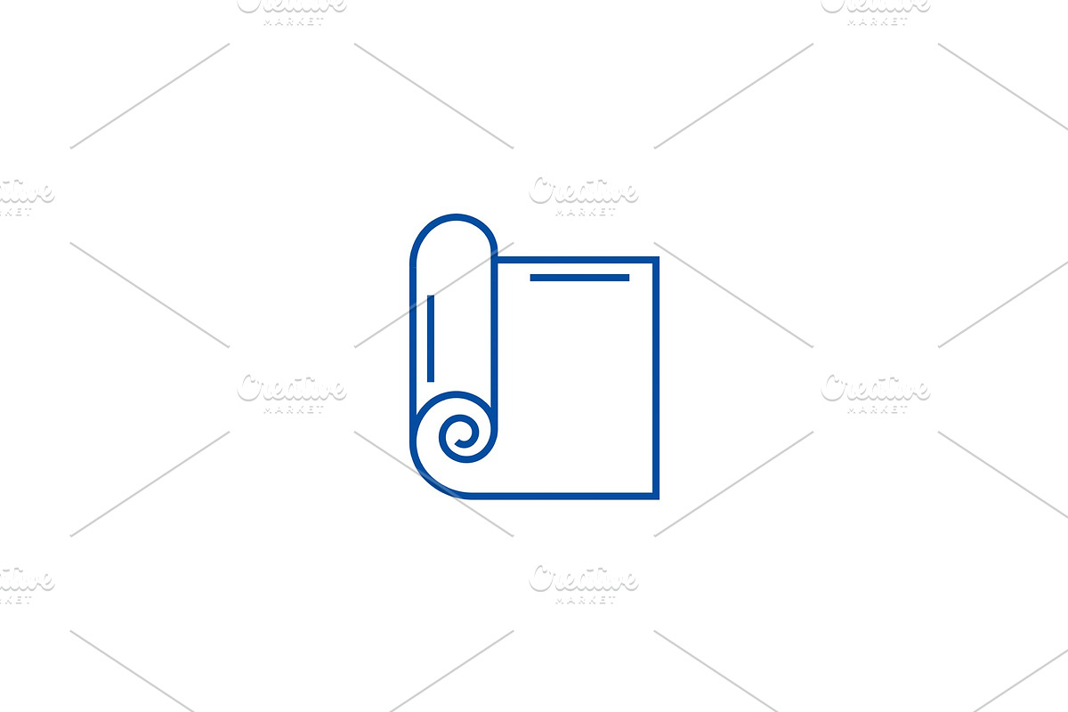 Yoga mat, fitness mat line icon in Illustrations - product preview 8