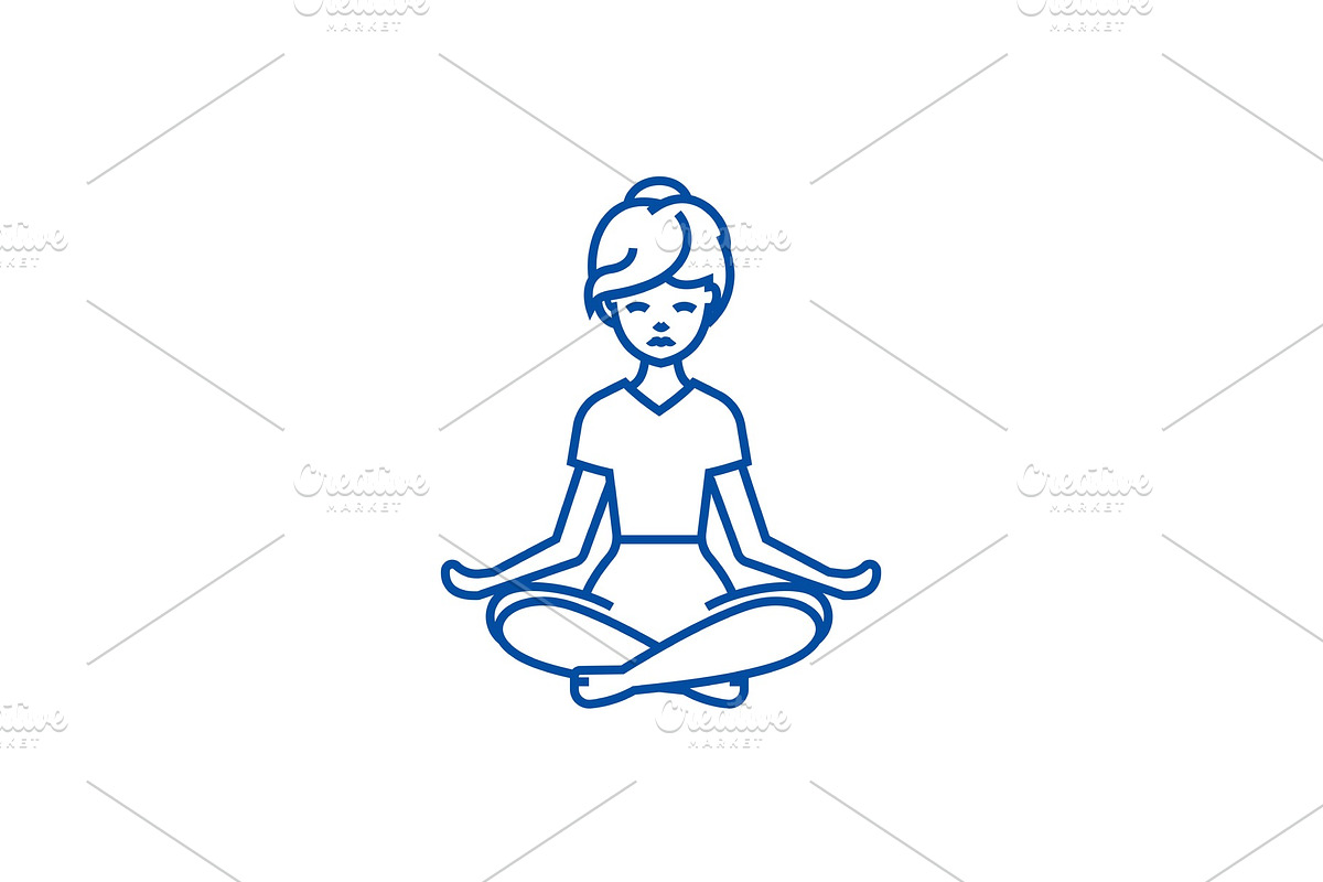 Yoga woman line icon concept. Yoga in Illustrations - product preview 8