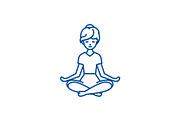 Yoga woman line icon concept. Yoga
