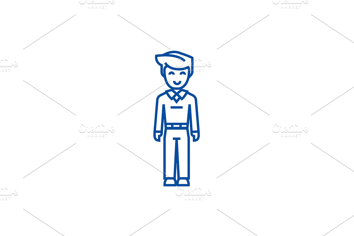 Youg man standing,student line icon in Illustrations - product preview 8