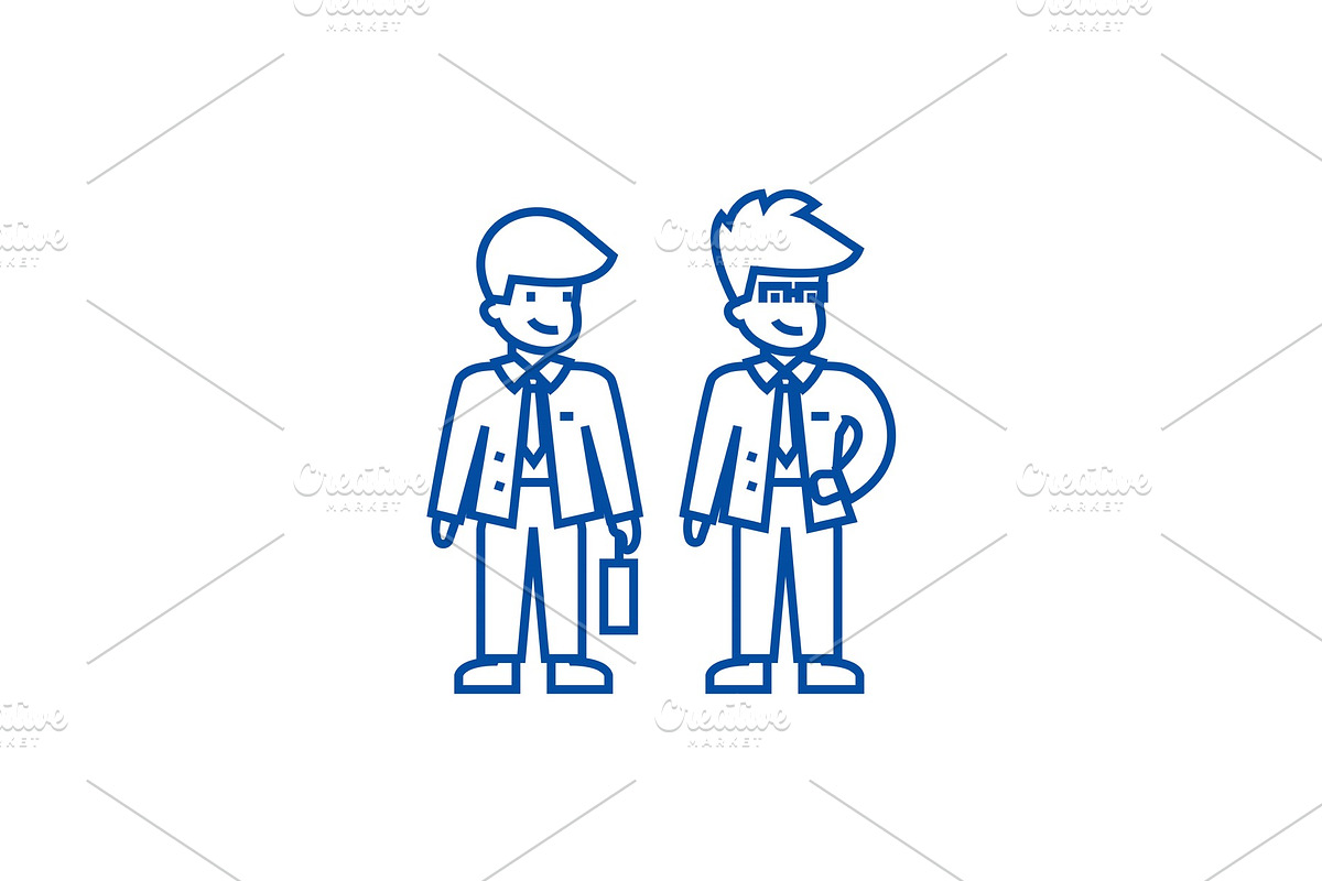 Young businessmen line icon concept in Illustrations - product preview 8