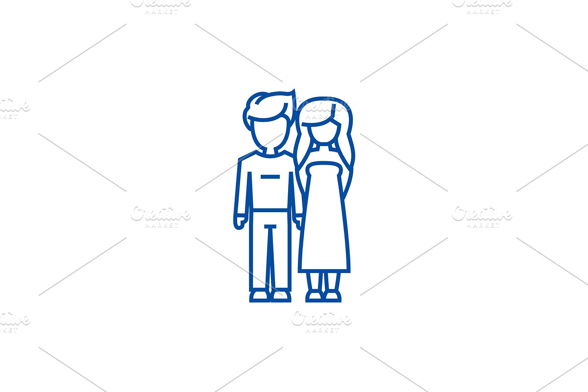 Young couple in love line icon in Illustrations - product preview 8