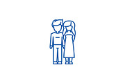 Young couple in love line icon