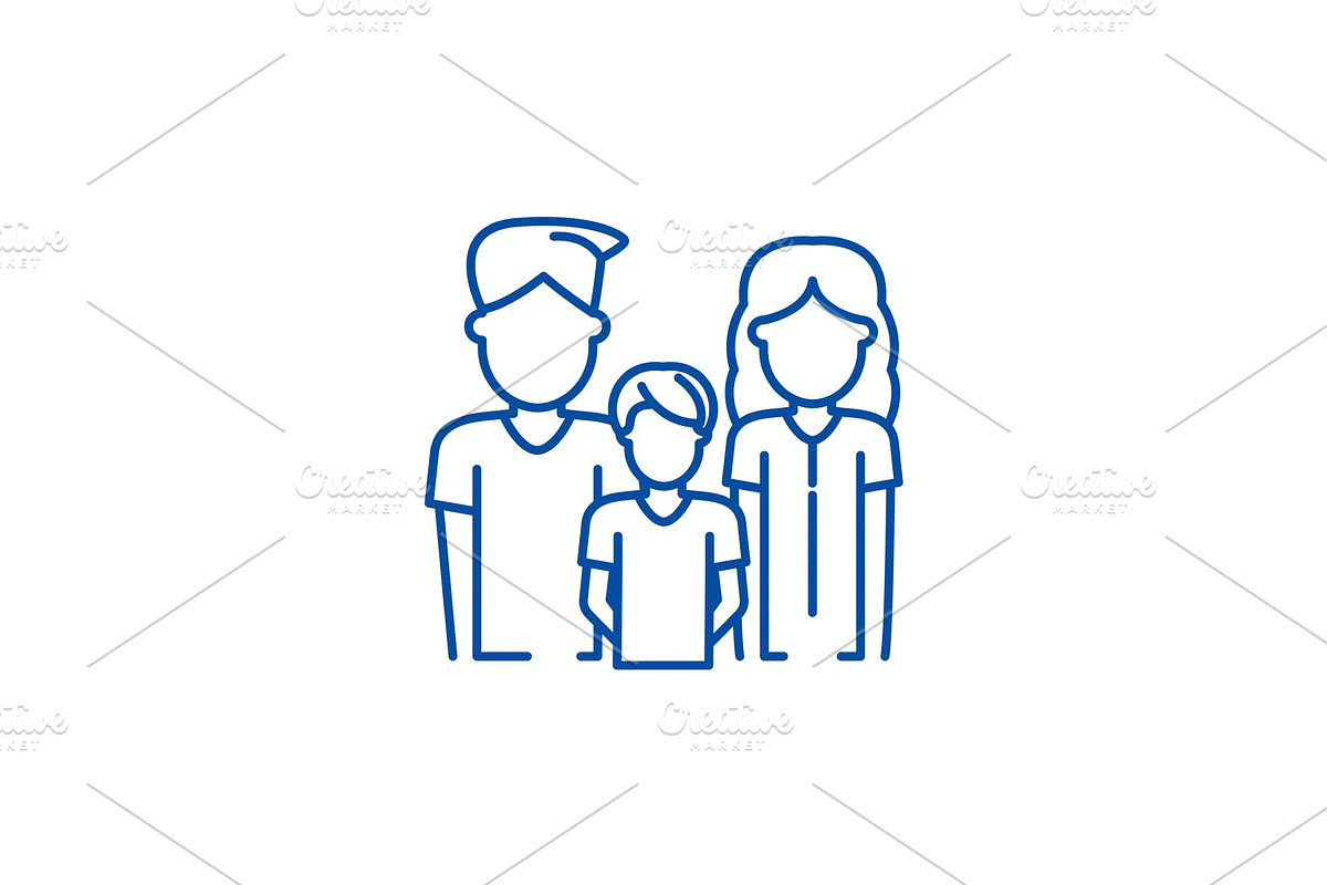Young family line icon concept in Illustrations - product preview 8