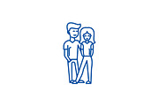 Young happy couple line icon concept