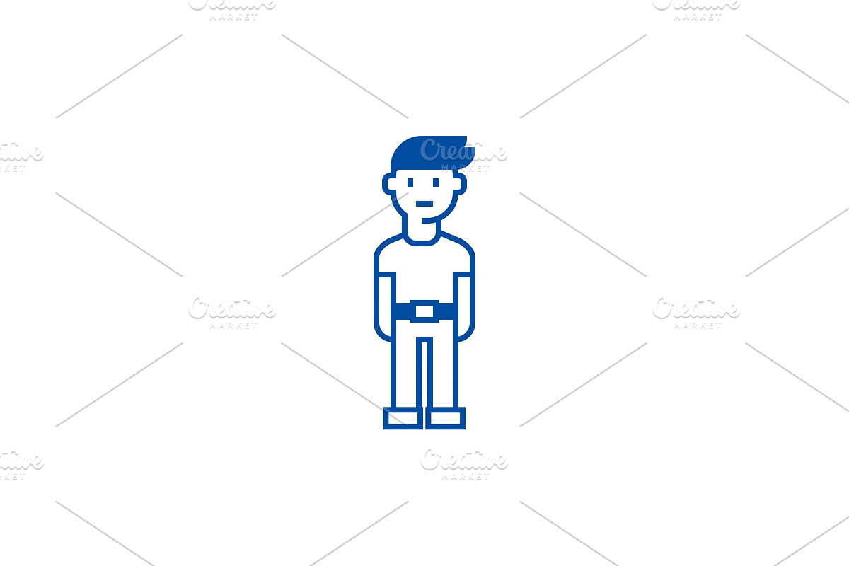 Young man line icon concept. Young in Illustrations - product preview 8