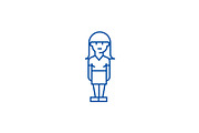 Young woman avatar line icon concept