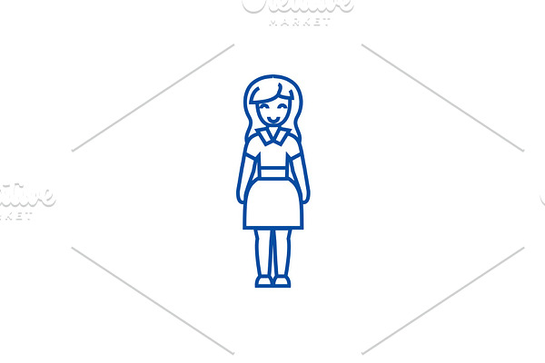 Young woman in dress line icon