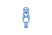 Young woman in dress line icon