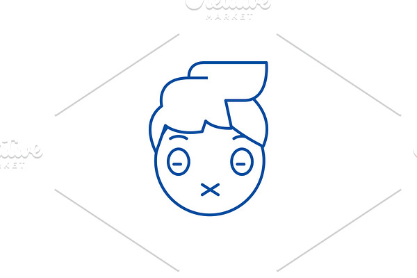 Zipped mouth emoji line icon concept