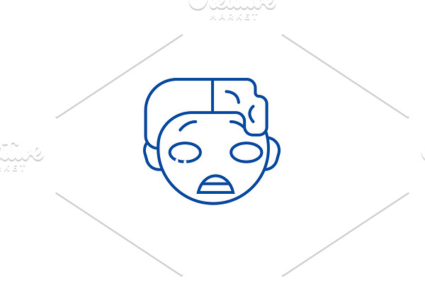Zomby emoji line icon concept. Zomby