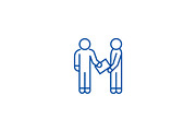Man giving document line icon