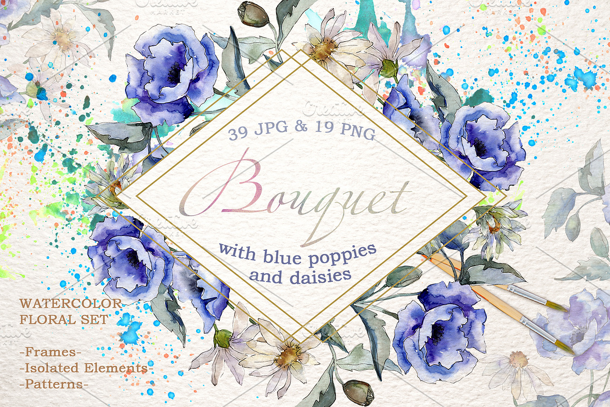 Bouquet   poppies and daisies in Illustrations - product preview 8