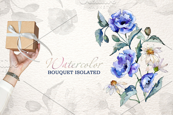 Bouquet   poppies and daisies in Illustrations - product preview 4
