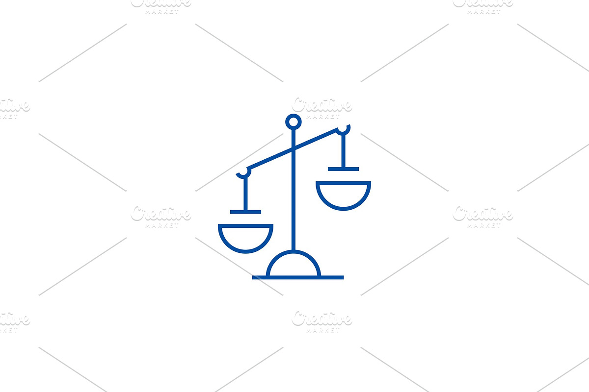 Justice sign line icon concept in Illustrations - product preview 8