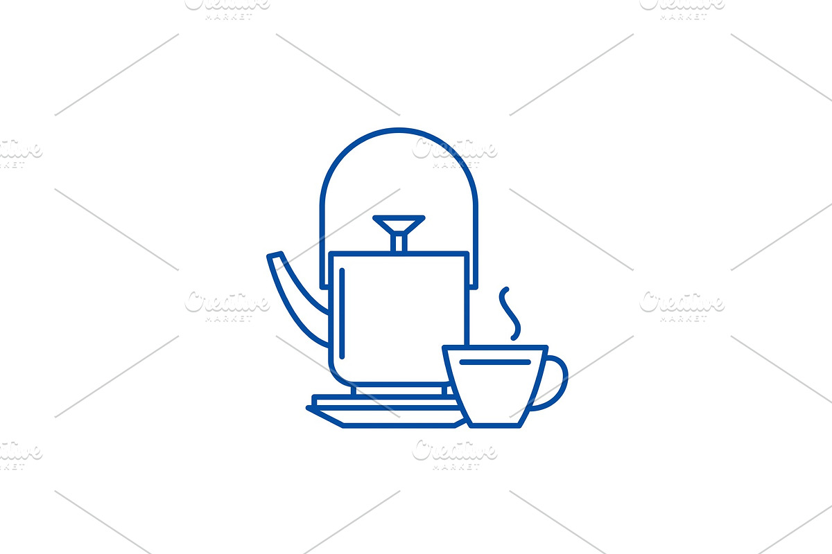 Kettle and tea mug line icon concept in Illustrations - product preview 8