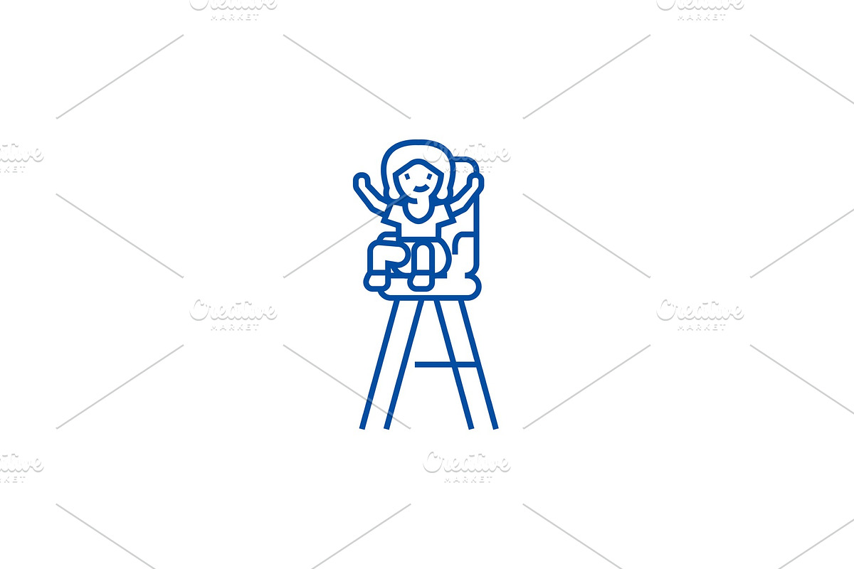 Kid in child chair line icon concept in Objects - product preview 8