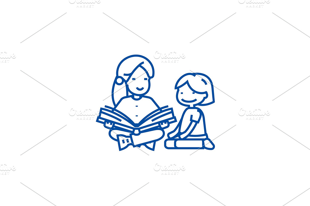 Kindergarten teacher,woman reading in Illustrations - product preview 8