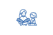 Kindergarten teacher,woman reading