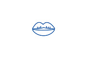 Kissing lips line icon concept