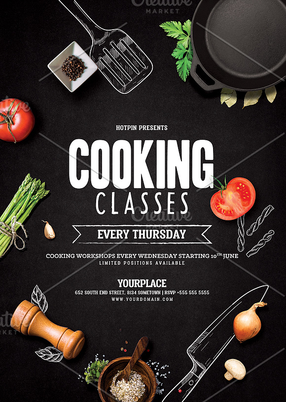 Cooking Lessons Flyer Template in Flyer Templates - product preview 2