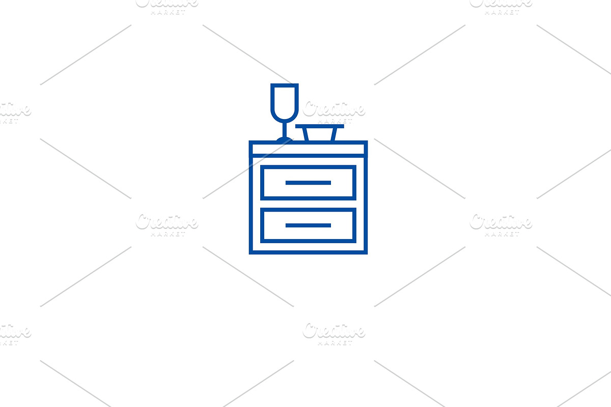 Kitchen cupboard line icon concept in Illustrations - product preview 8