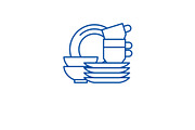 Kitchen dishes line icon concept