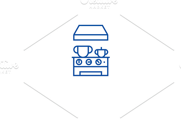 Kitchen stove line icon concept