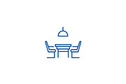 Kitchen table with chairs line icon