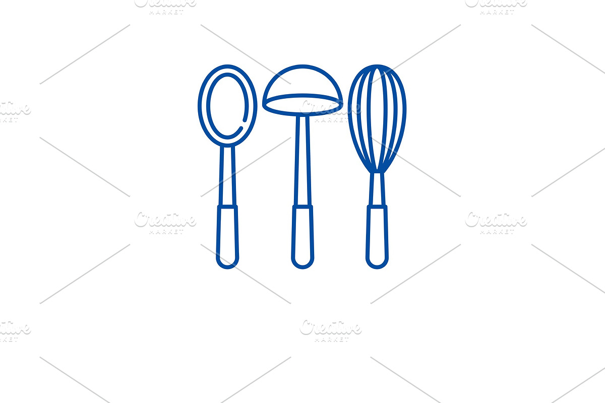 Kitchen utencils line icon concept in Illustrations - product preview 8