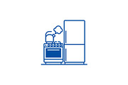 Kitchen,refrigerator, stove, kettle