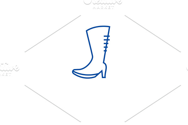 Knee high boots line icon concept