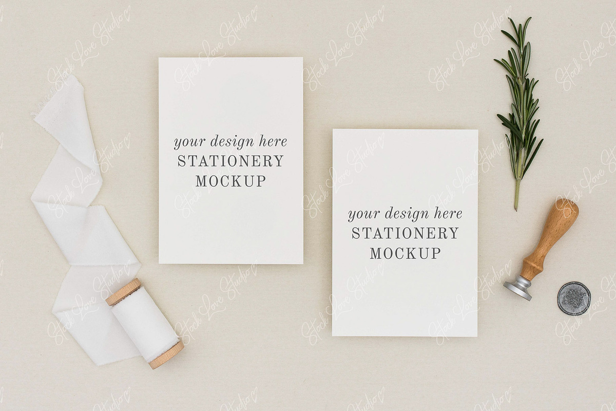 Stationery Flat Lay | Wedding Mockup in Product Mockups - product preview 8