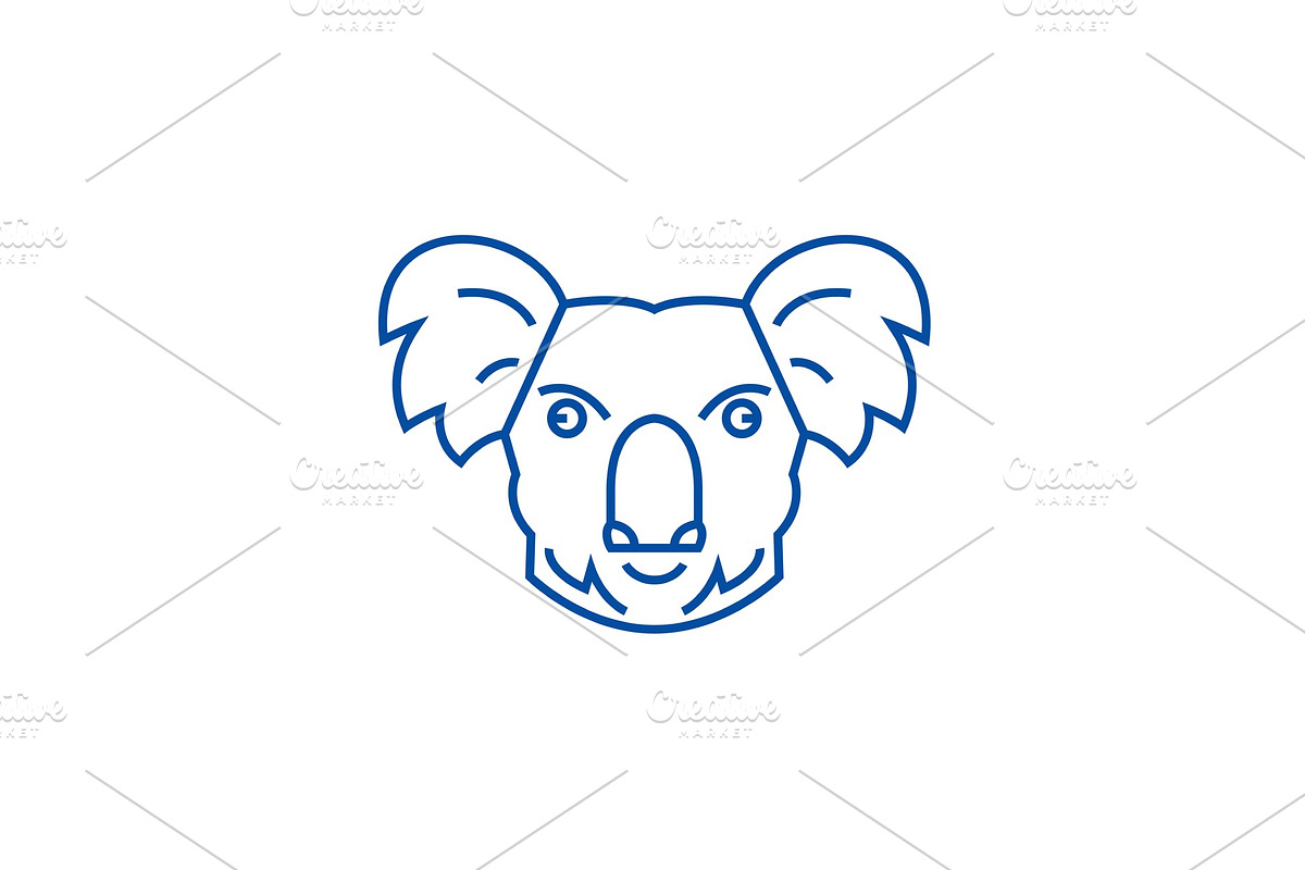Koala head line icon concept. Koala in Illustrations - product preview 8