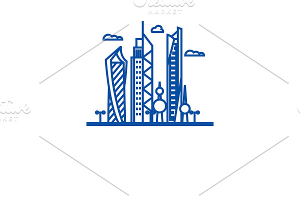 Kuwait city line icon concept