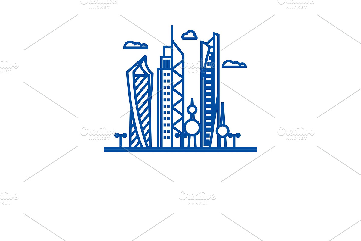 Kuwait city line icon concept in Illustrations - product preview 8